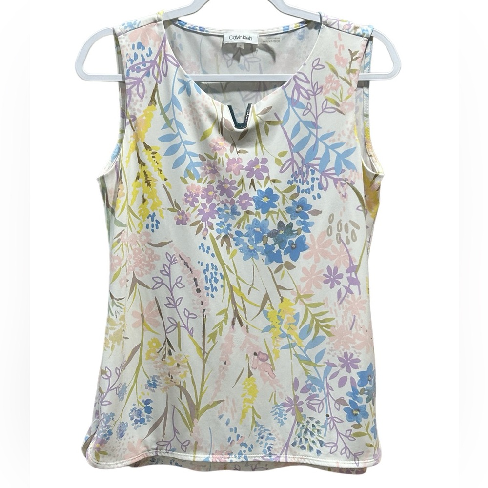 Calvin Klein Floral Print Sleeveless Shirt Size M
